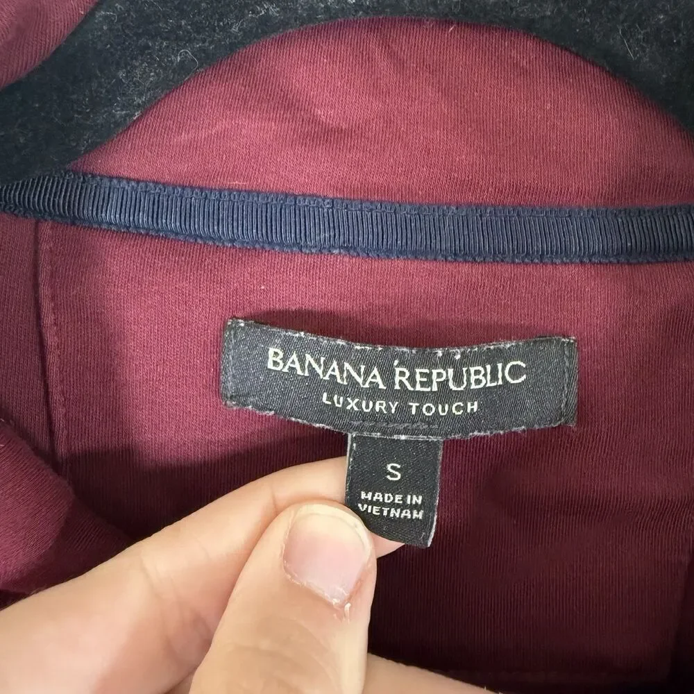 Banana Republic Luxury Touch Zip Up Men's Small Red Blue 1/4 Zip Long Sleeve